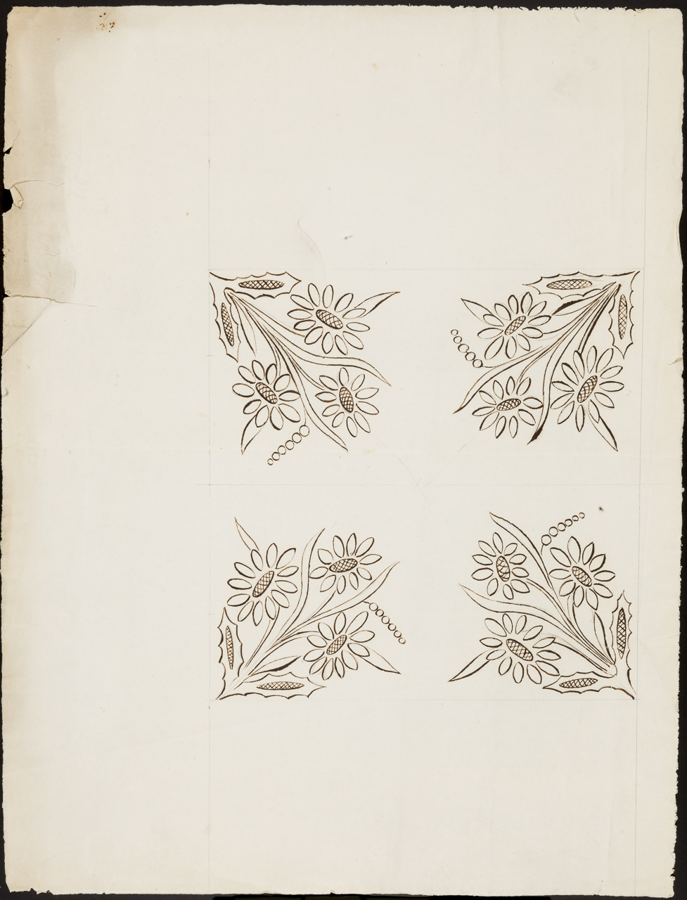 motivi decorativi floreali (disegno, opera isolata) di Arborio Mella Edoardo (cerchia) (sec. XIX)