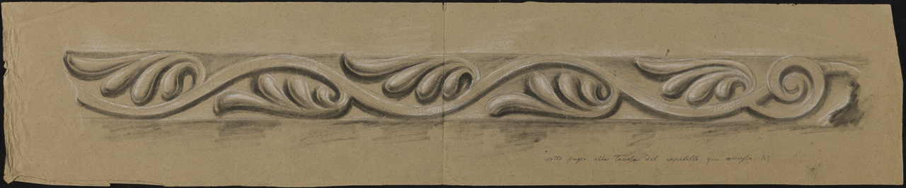 fascia decorativa a racemo vegetale (disegno, opera isolata) di Isella Pietro (attribuito) (sec. XIX)