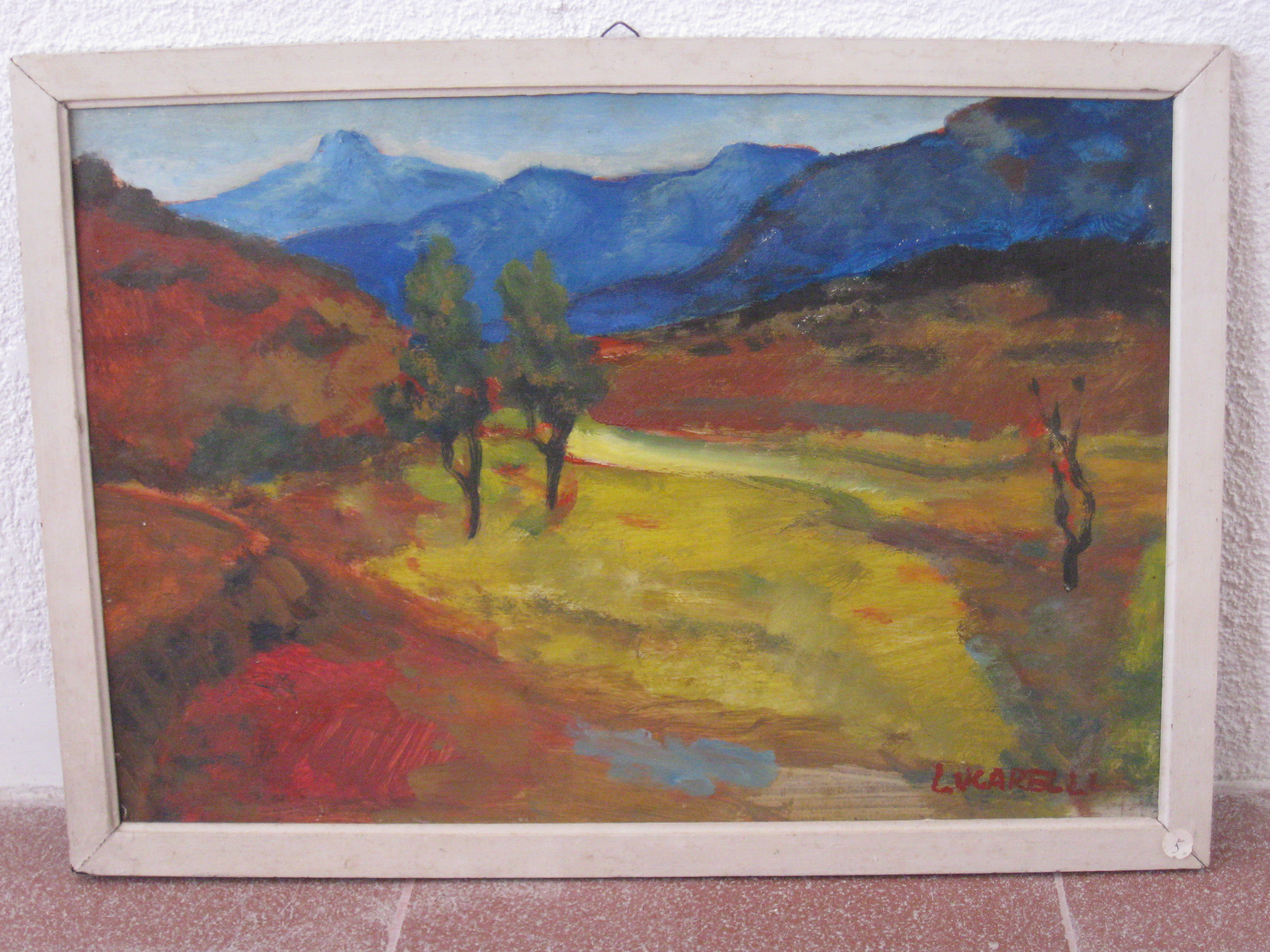 Solanas di Sinnai. Sardegna 1977, veduta di campagna (dipinto) di Lucarelli Marcello (XX)