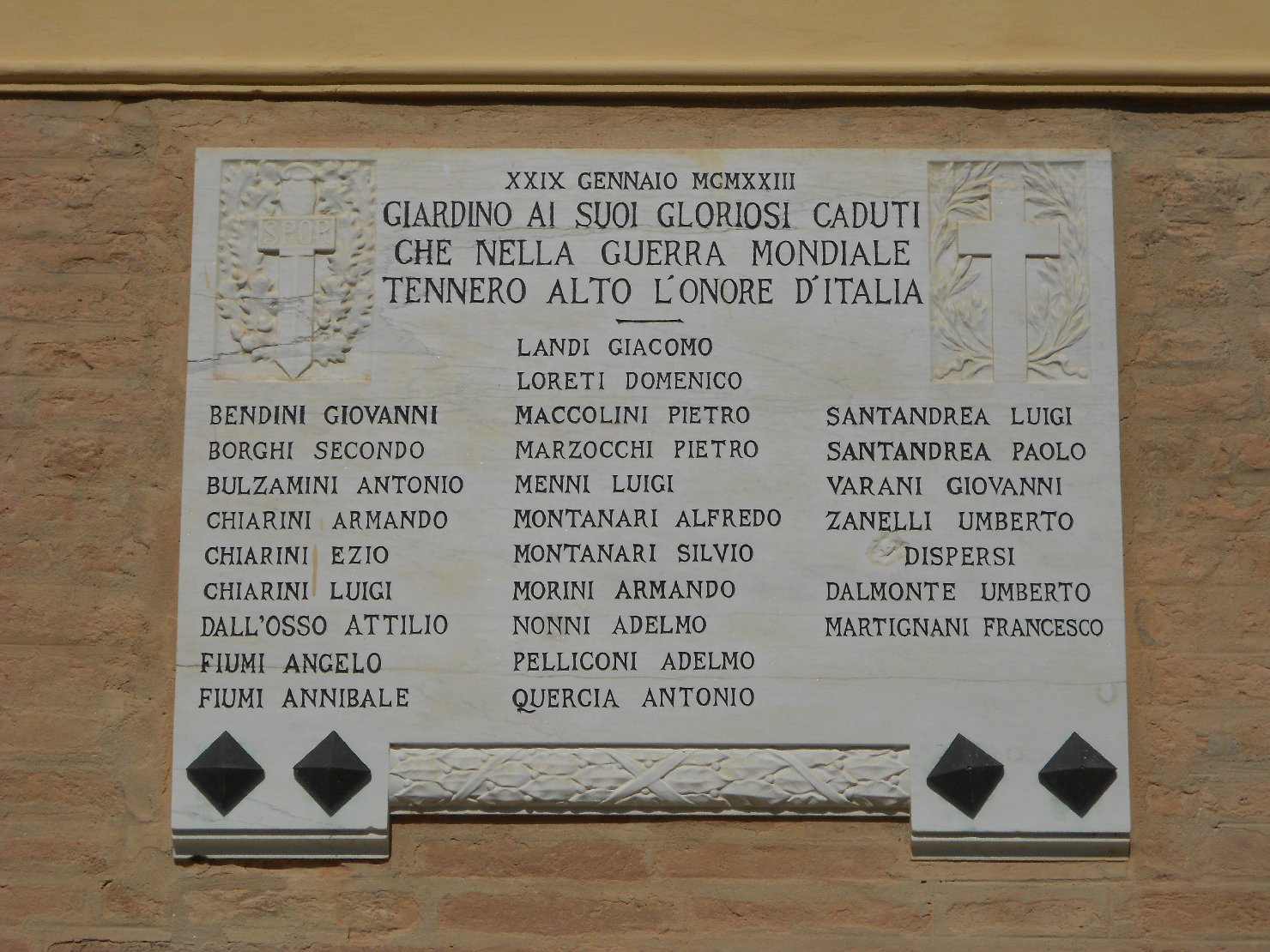 lapide commemorativa ai caduti - ambito bolognese (sec. XX)