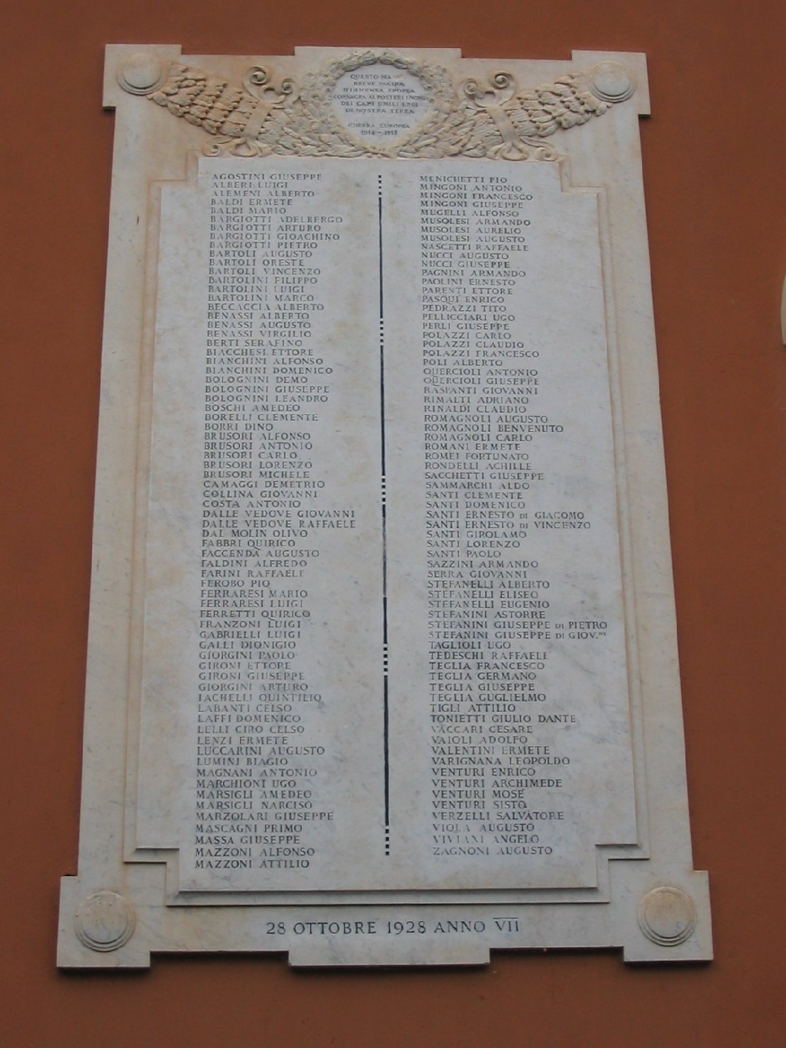 lapide commemorativa ai caduti - ambito bolognese (sec. XX)