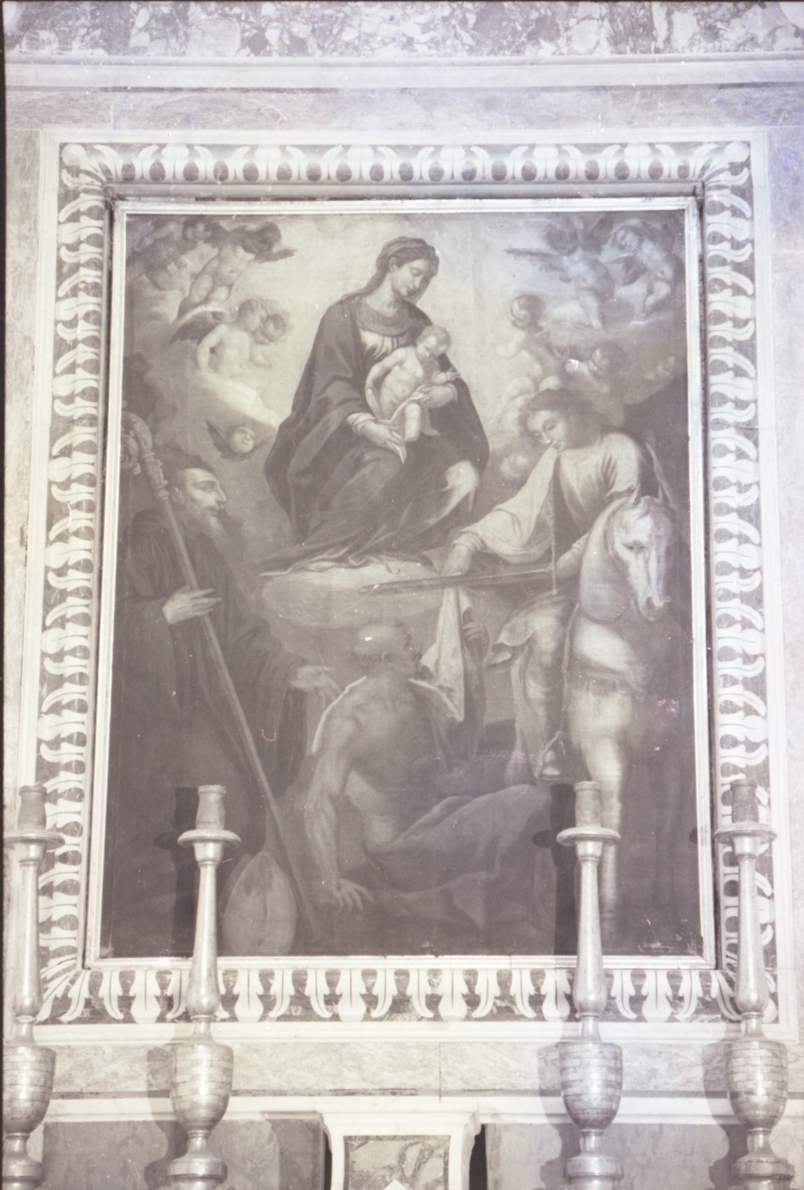 Madonna con Bambino, san Martino, mendicante, san Benedetto (dipinto) - produzione pugliese (sec. XVIII)