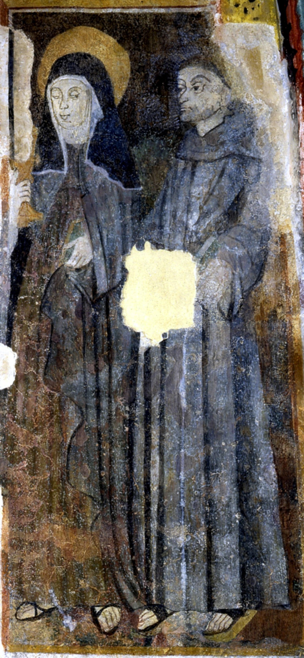 San Francesco d'Assisi e Santa Chiara (dipinto murale, elemento d'insieme) di Maestro di Borgiallo (attribuito) (ultimo quarto sec. XV)