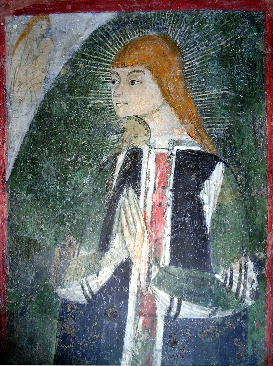 beato (dipinto murale, elemento d'insieme) di Maestro di Borgiallo (attribuito) (ultimo quarto sec. XV)
