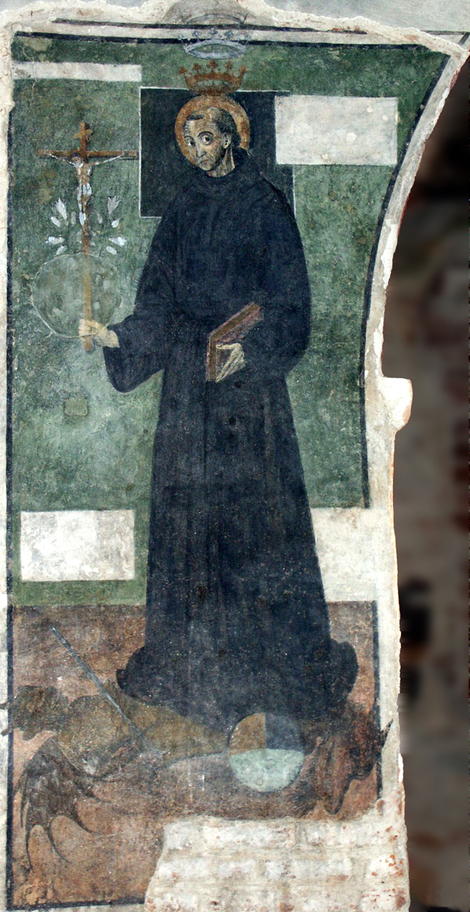 San Nicola da Tolentino (dipinto murale, elemento d'insieme) di De Scotiis Giovanni (attribuito) (seconda metà sec. XV)
