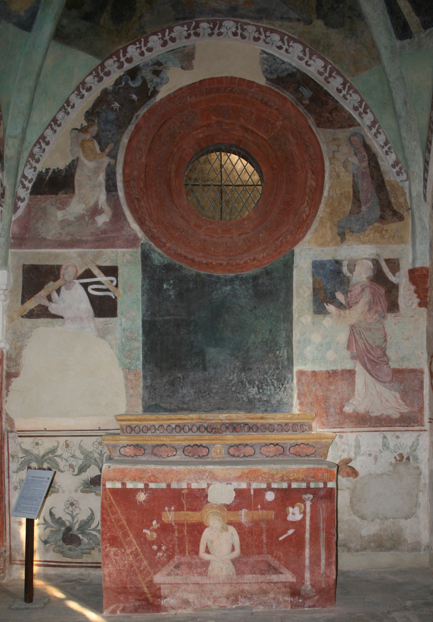 San Pietro (dipinto murale, elemento d'insieme) - ambito lombardo (terzo quarto sec. XV)