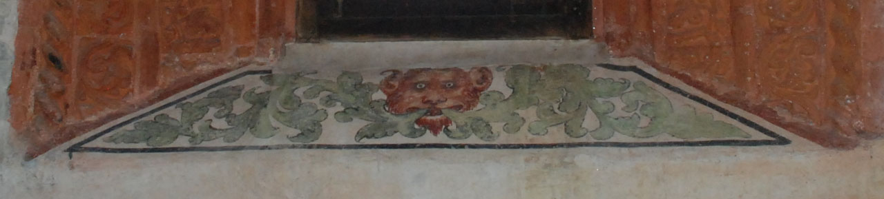 mascherone (dipinto murale, opera isolata) - ambito piemontese (metà sec. XV)