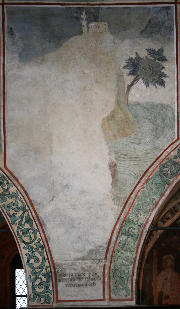 Miracolo presso Avranches (dipinto murale, elemento d'insieme) - ambito lombardo (seconda metà sec. XV)