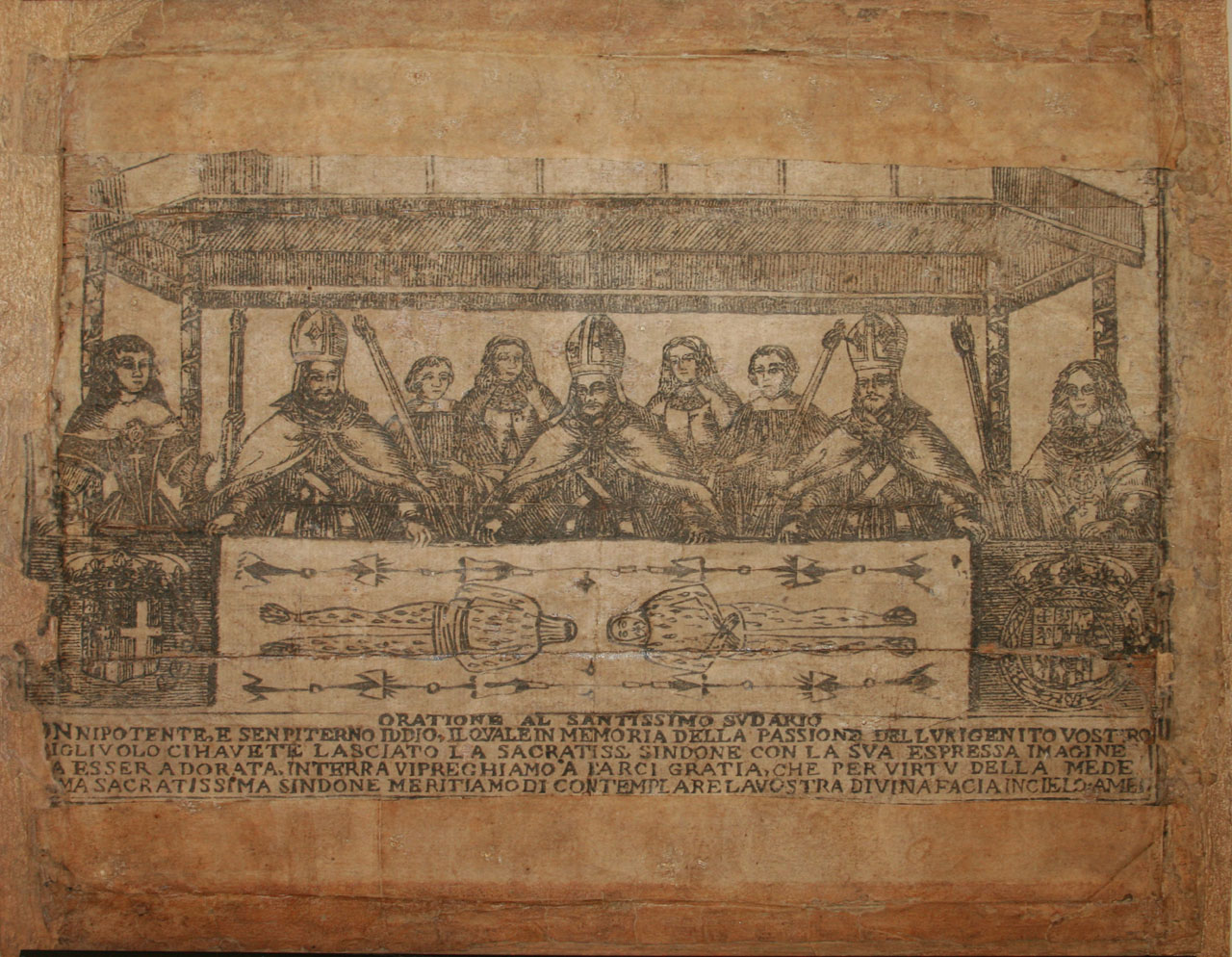 Sacra Sindone (cartagloria, opera isolata) - ambito piemontese (primo quarto sec. XVII)