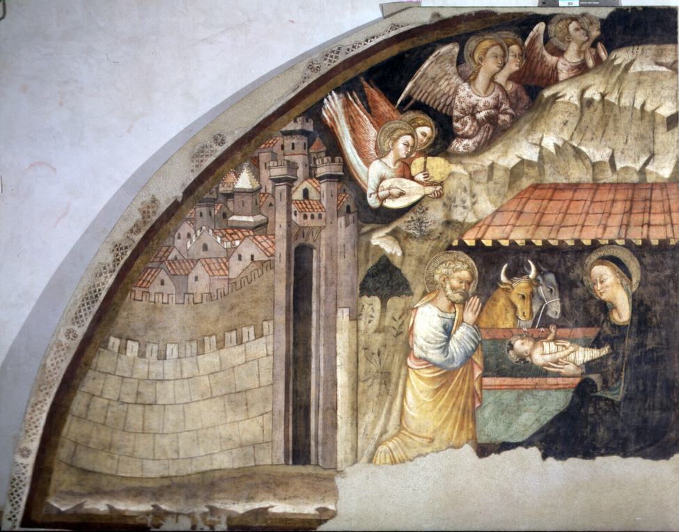 natività di Gesù (dipinto, frammento) - ambito perugino (seconda metà sec. XIV)