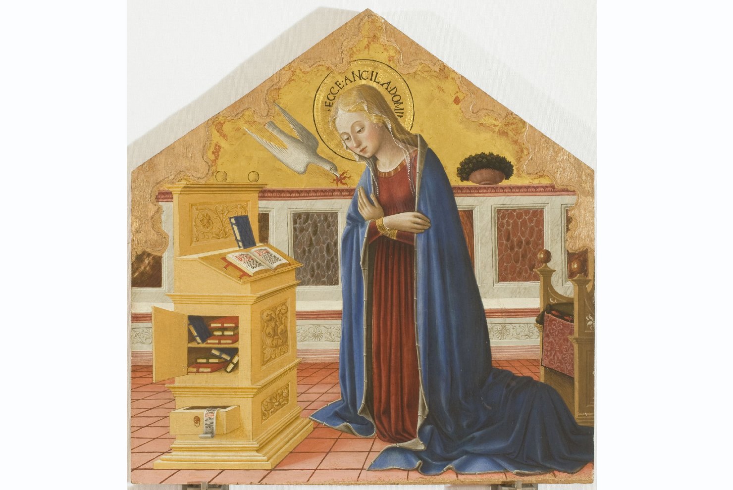 Madonna annunciata (dipinto, elemento d'insieme) di Caporali Bartolomeo (attribuito) (seconda metà sec. XV)