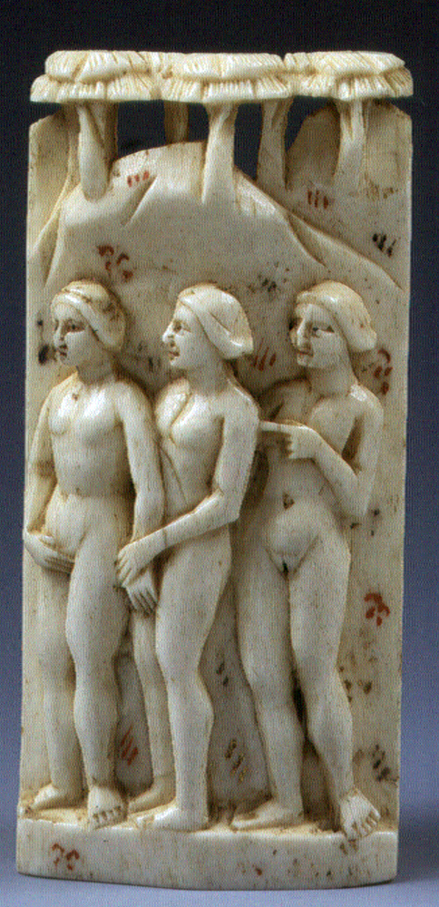 figure femminili (placchetta, elemento d'insieme) di Bottega degli Embriachi (attribuito) (prima metà sec. XV)