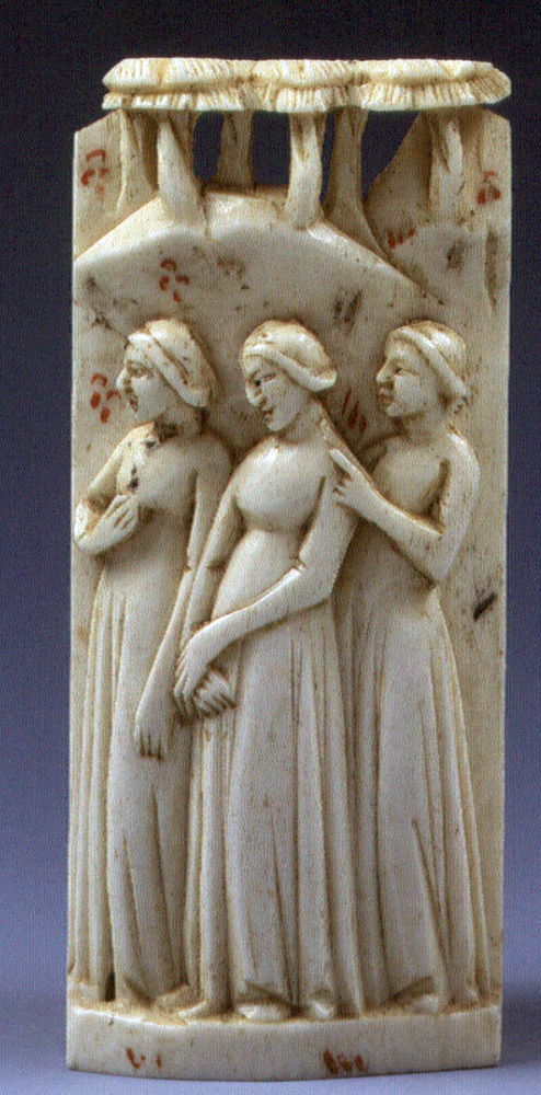 fanciulle (placchetta, elemento d'insieme) di Bottega degli Embriachi (attribuito) (prima metà sec. XV)
