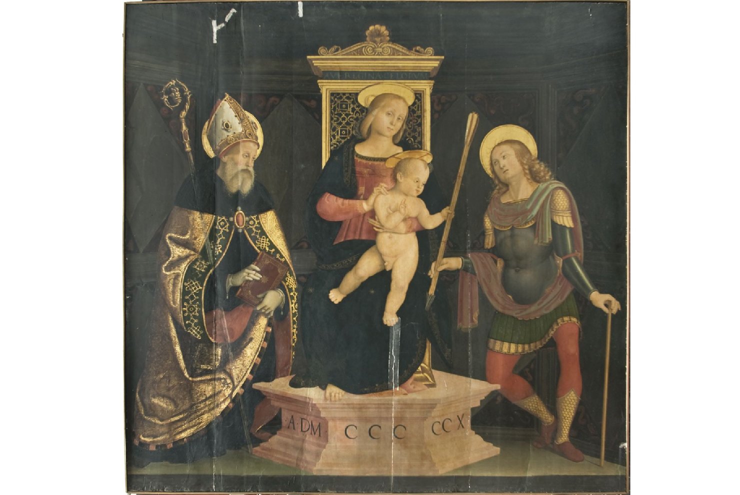 Madonna in trono con Bambino e Santi (dipinto, opera isolata) di Berto di Giovanni (attribuito), Ibi Sinibaldo (attribuito) (inizio sec. XVI)