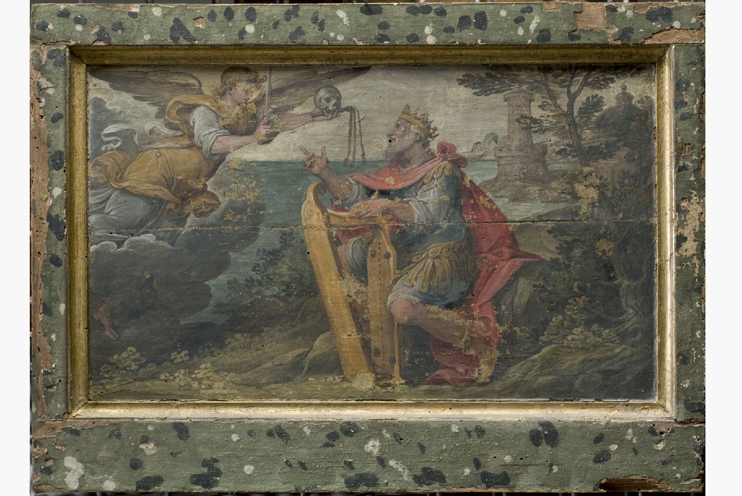 angelo con i simboli delle tre punizioni appare a David (dipinto, opera isolata) di Vasari Giorgio (attribuito) (secondo quarto sec. XVI)
