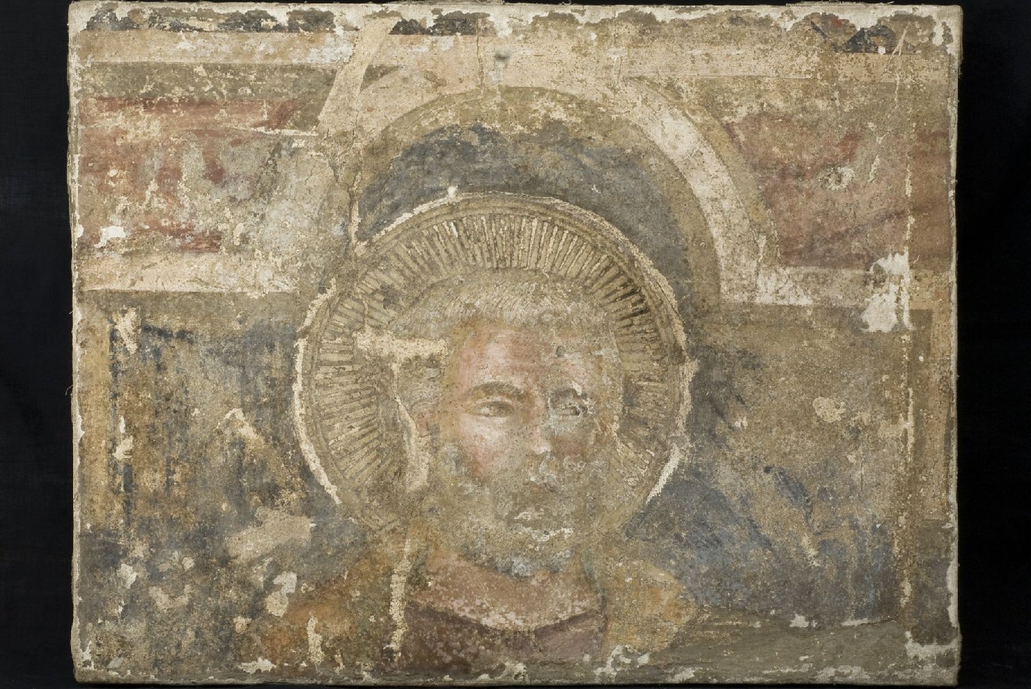 Santo (dipinto murale staccato, opera isolata) - ambito umbro (seconda metà sec. XIV)