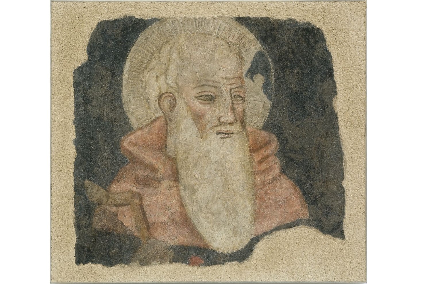 Sant'Antonio Abate (dipinto murale staccato, frammento) - ambito perugino (prima metà sec. XIV)