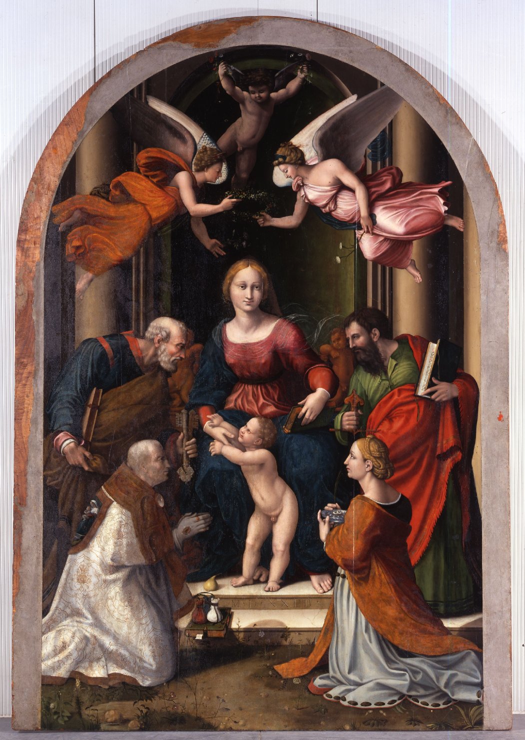 Madonna con Bambino e Santi (dipinto, opera isolata) di Alfani Domenico (attribuito) (sec. XVI)