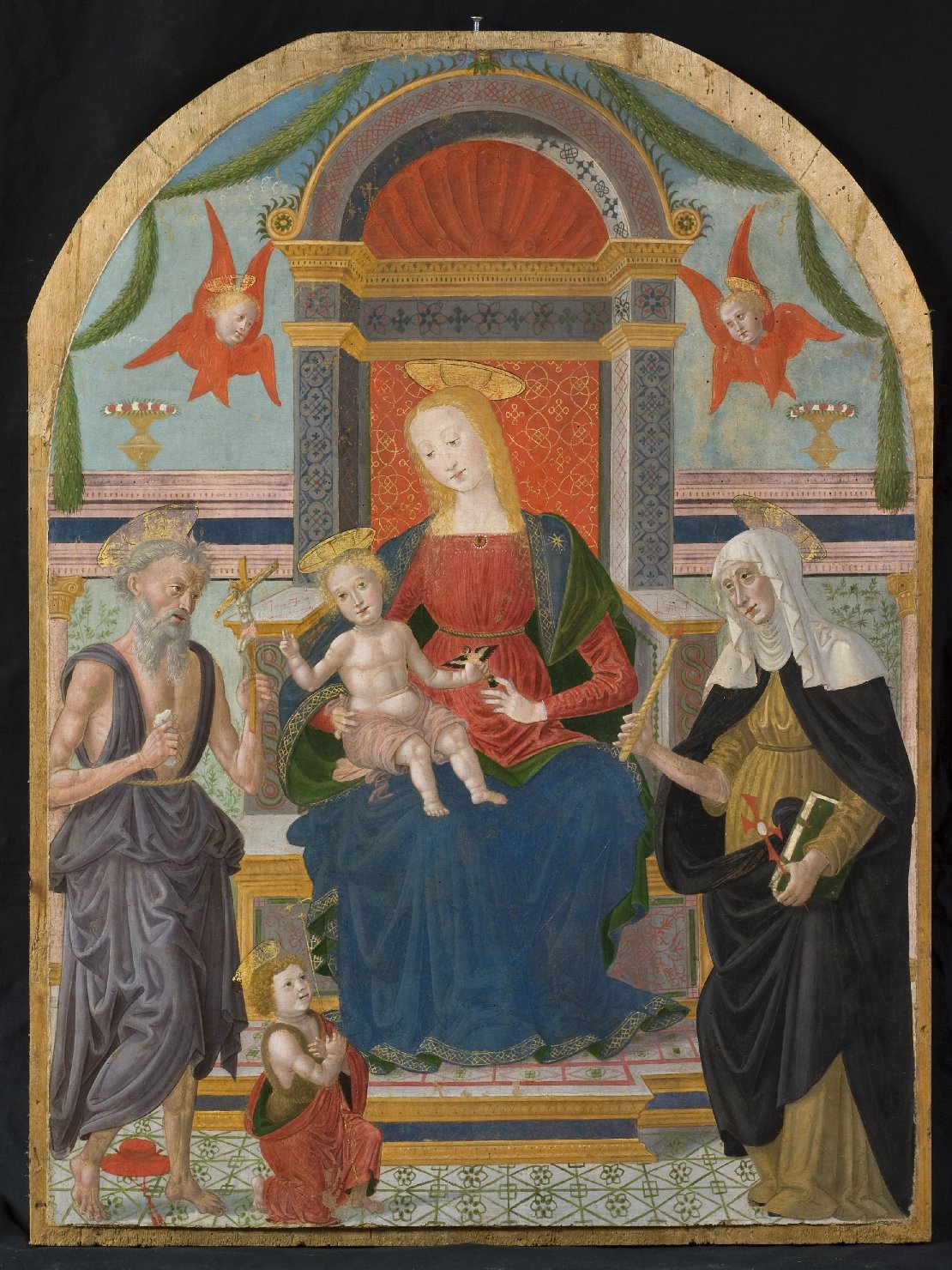 Madonna con Bambino e Santi (dipinto, opera isolata) di Maestro Esiguo (attribuito) (fine sec. XV)