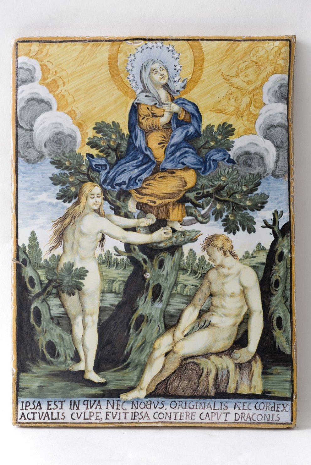 tentazione e caduta di Adamo e Eva (targa, opera isolata) di Gentili Berardino il Giovane (attribuito) (secc. XVIII/ XIX)