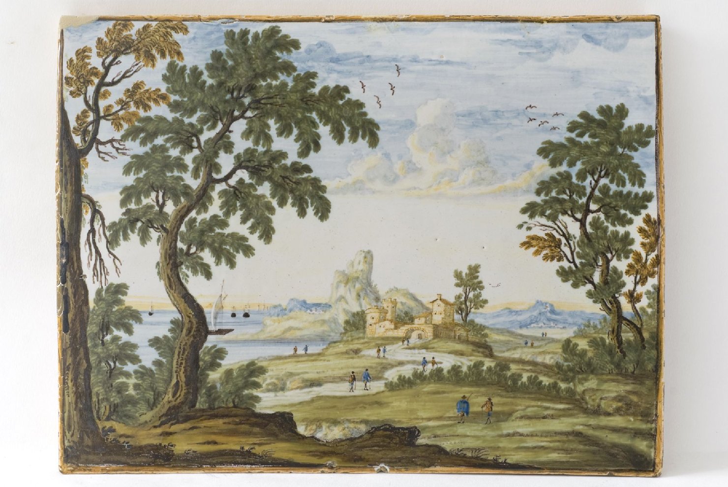 paesaggio costiero (targa, opera isolata) di Grue Anastasio (maniera) (seconda metà sec. XVIII)
