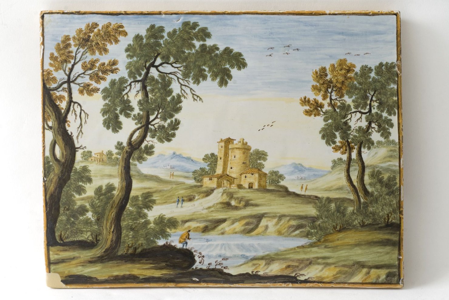 paesaggio con architetture (targa, opera isolata) di Grue Anastasio (maniera) (seconda metà sec. XVIII)