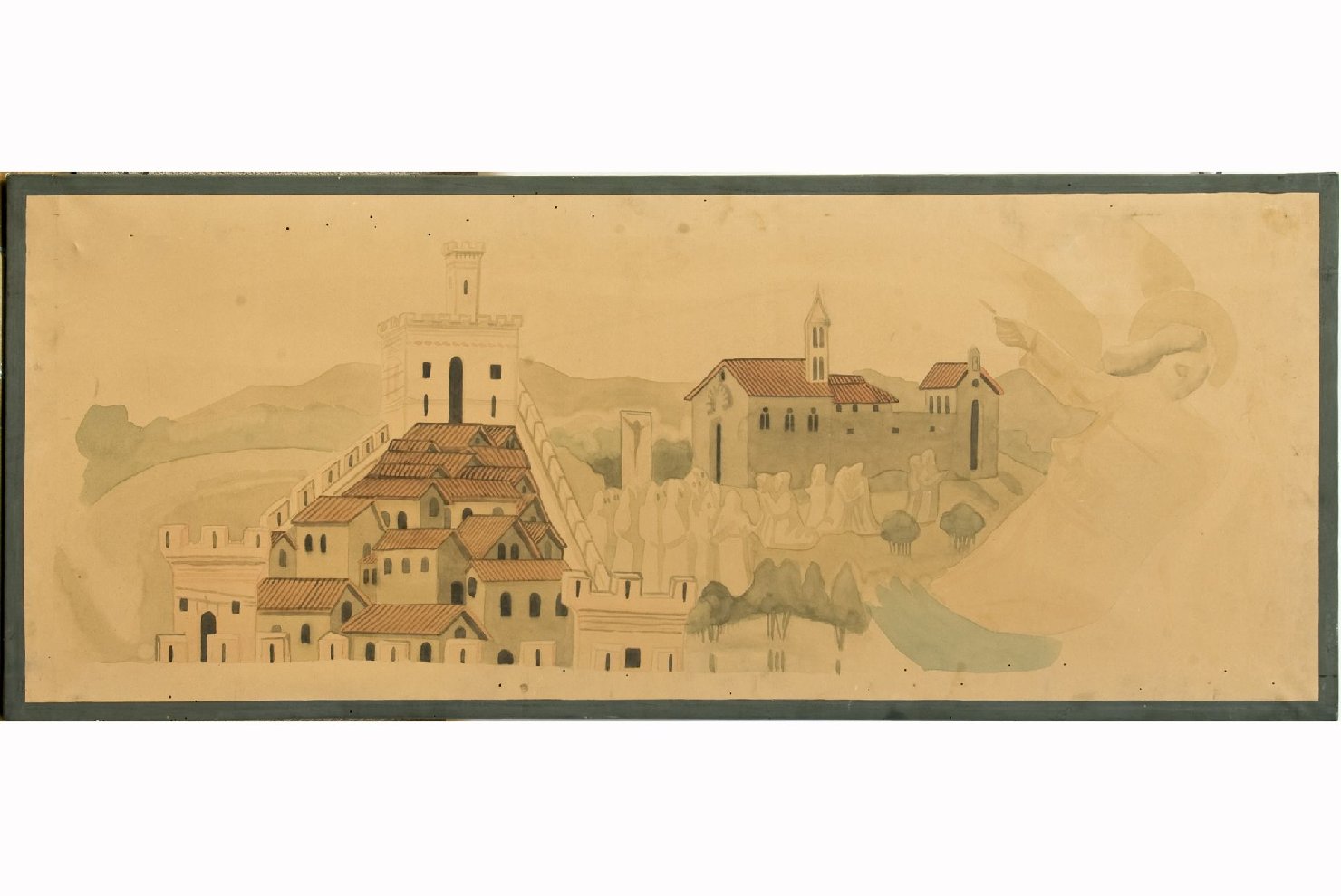 Veduta di città (dipinto, opera isolata) - ambito umbro (sec. XX)