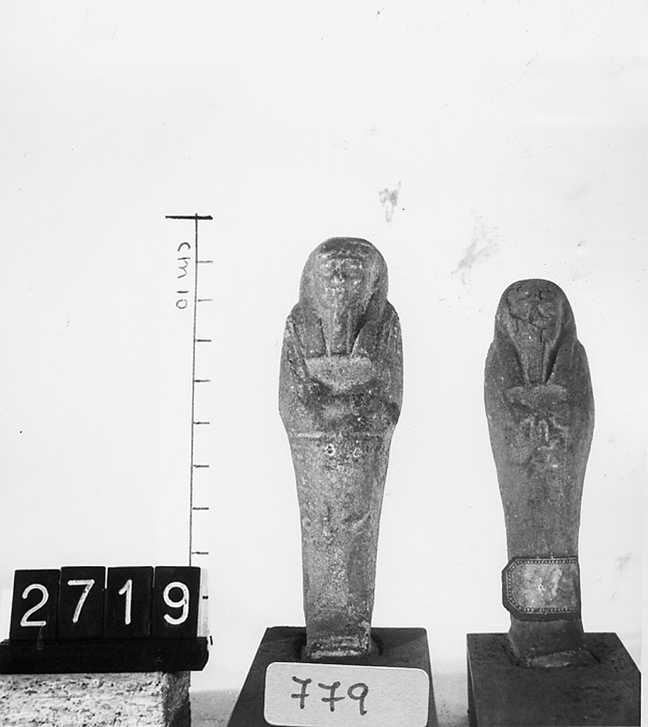 Ushabti mummiforme con pilastro dorsale, Schneider Cl.XIC (Epoca tarda)