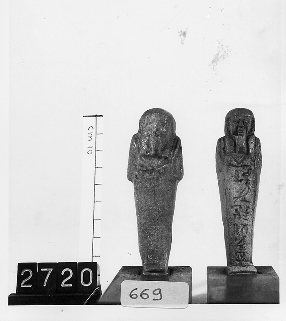 Ushabti mummiforme con pilastro dorsale, Schneider Cl.XIC (Epoca tarda)