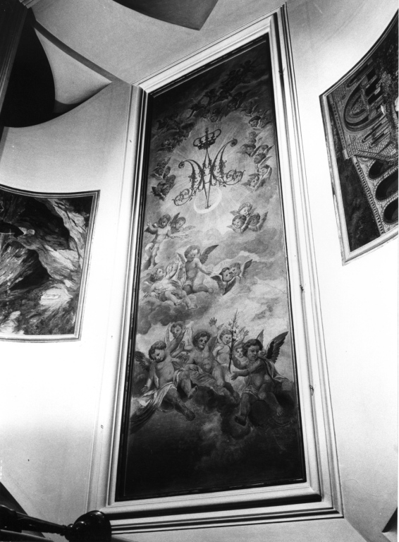 Angeli con simboli mariani (dipinto) di Casella Alessandro (sec. XX)