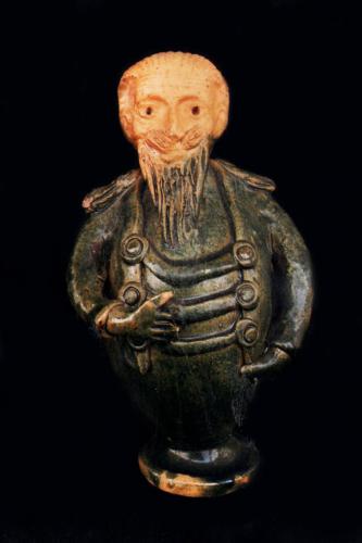 figura maschile (bottiglia antropomorfa, bottiglie, vasellame da cucina) - bottega calabrese (sec. XIX, da 1800 a 1899)