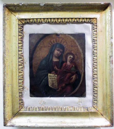 Madonna con Bambino (dipinto, opera isolata) - ambito siciliano (secc. XVI/ XVII)