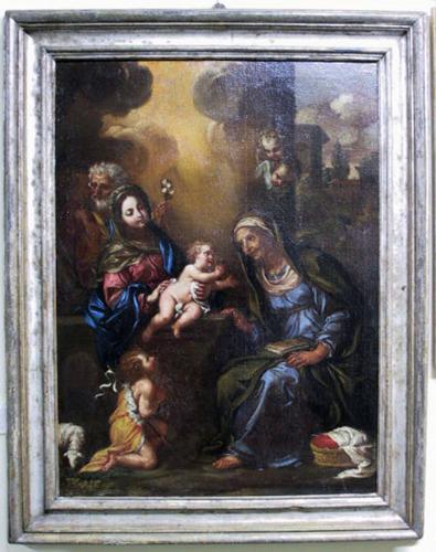 Sacra Famiglia con San Giovannino e Sant'Elisabetta (dipinto, opera isolata) - ambito bolognese (prima metà sec. XVII)