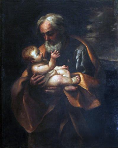 San Giuseppe e Gesù Bambino (dipinto, opera isolata) - ambito bolognese (sec. XVII)
