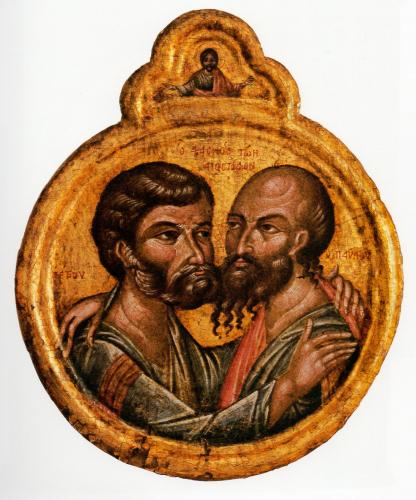 San Pietro e San Paolo (icona, opera isolata) - ambito greco (sec. XVI)