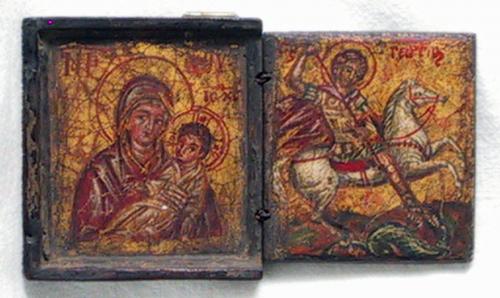 Madonna con Bambino (dittico portatile, opera isolata) - ambito greco (sec. XVII)