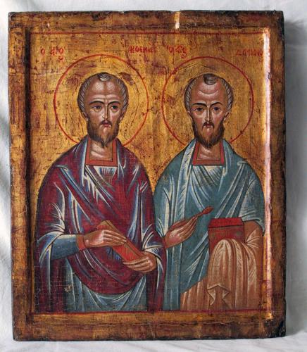 Santi Cosma e Damiano (dipinto, opera isolata) - ambito greco (sec. XVII)