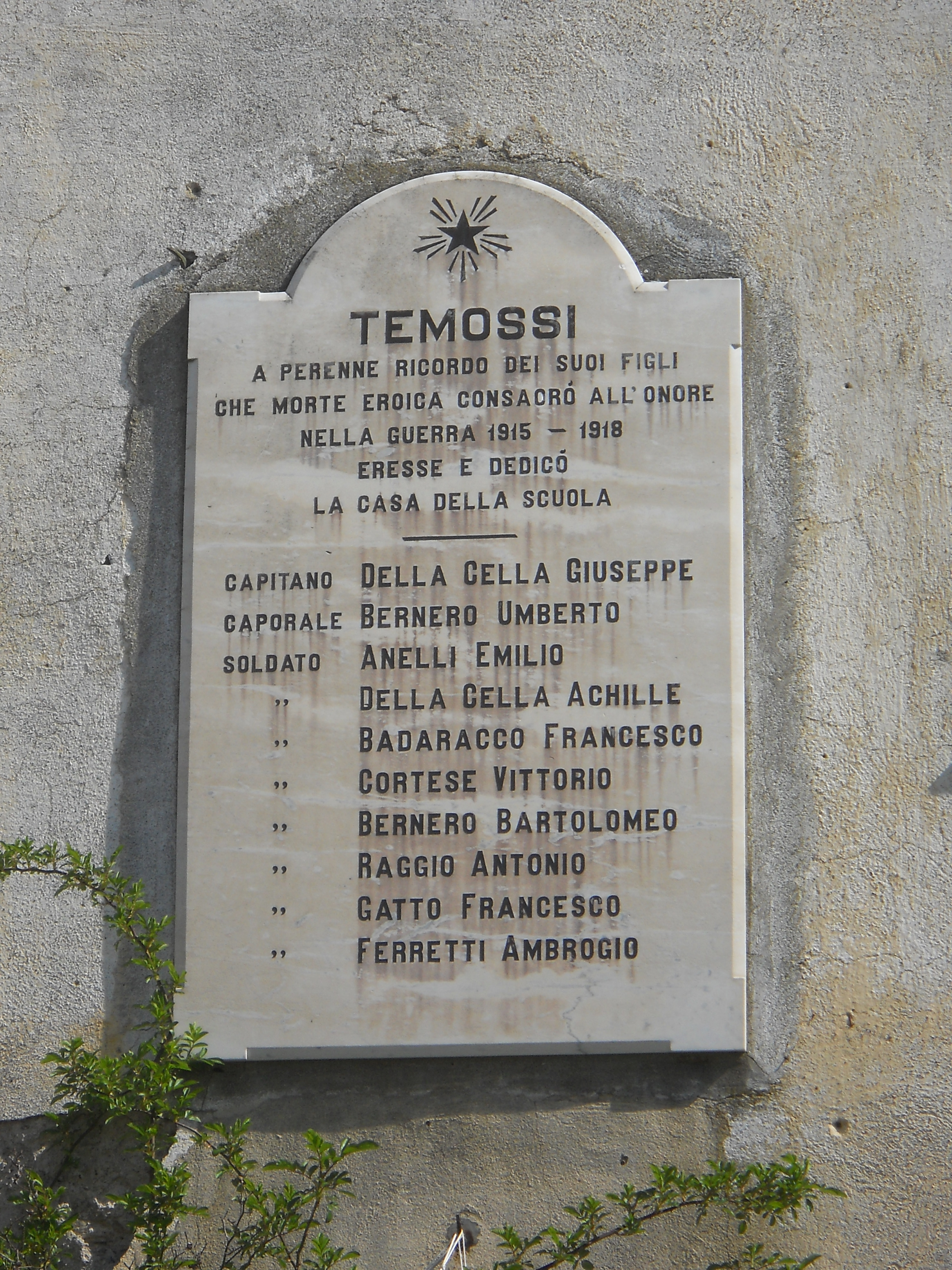 lapide (lapide commemorativa ai caduti) - ambito ligure (prima metà XX)