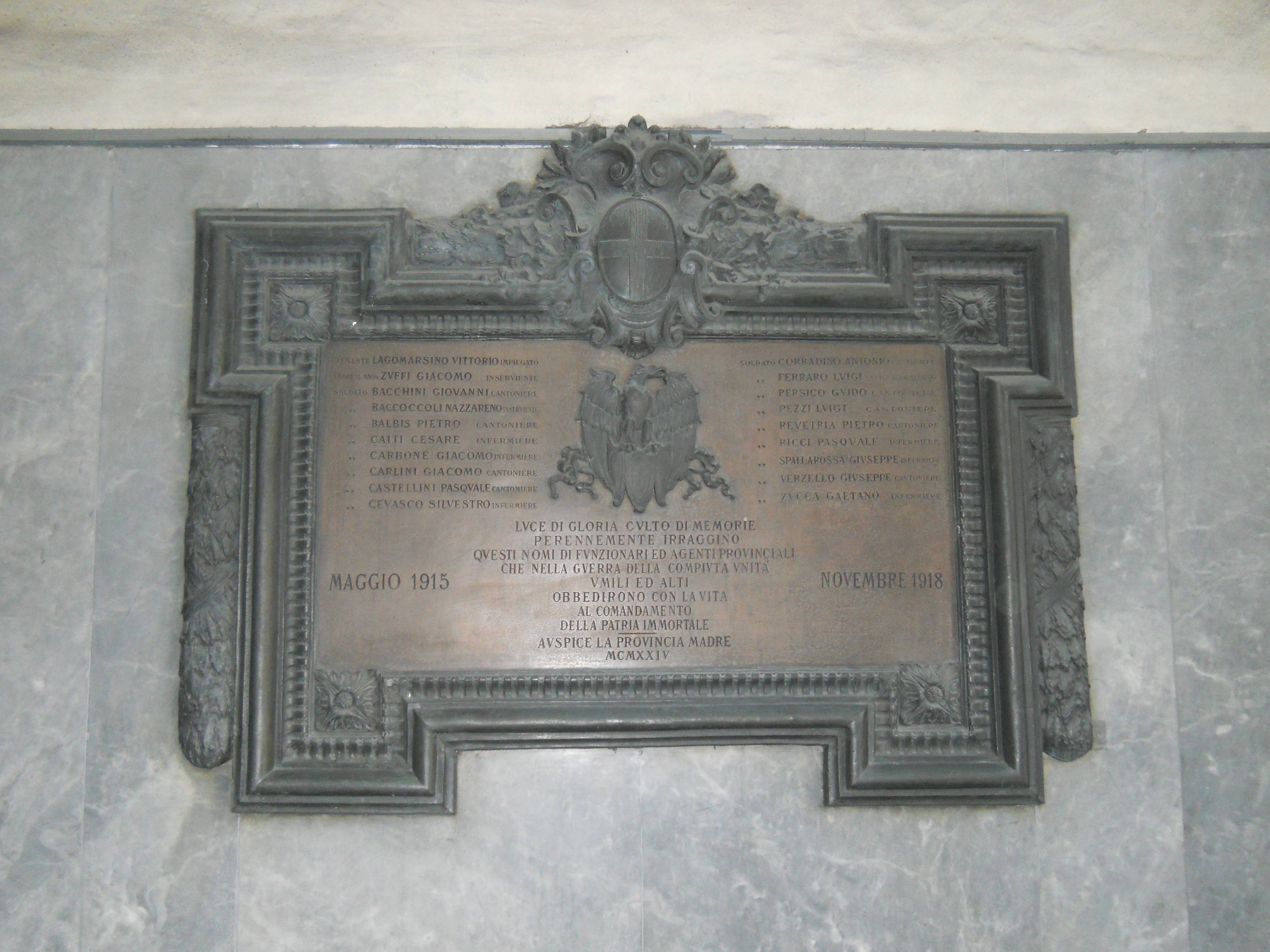 targa bronzea con allegoria della Vittoria (lapide commemorativa ai caduti) - ambito ligure (primo quarto XX)