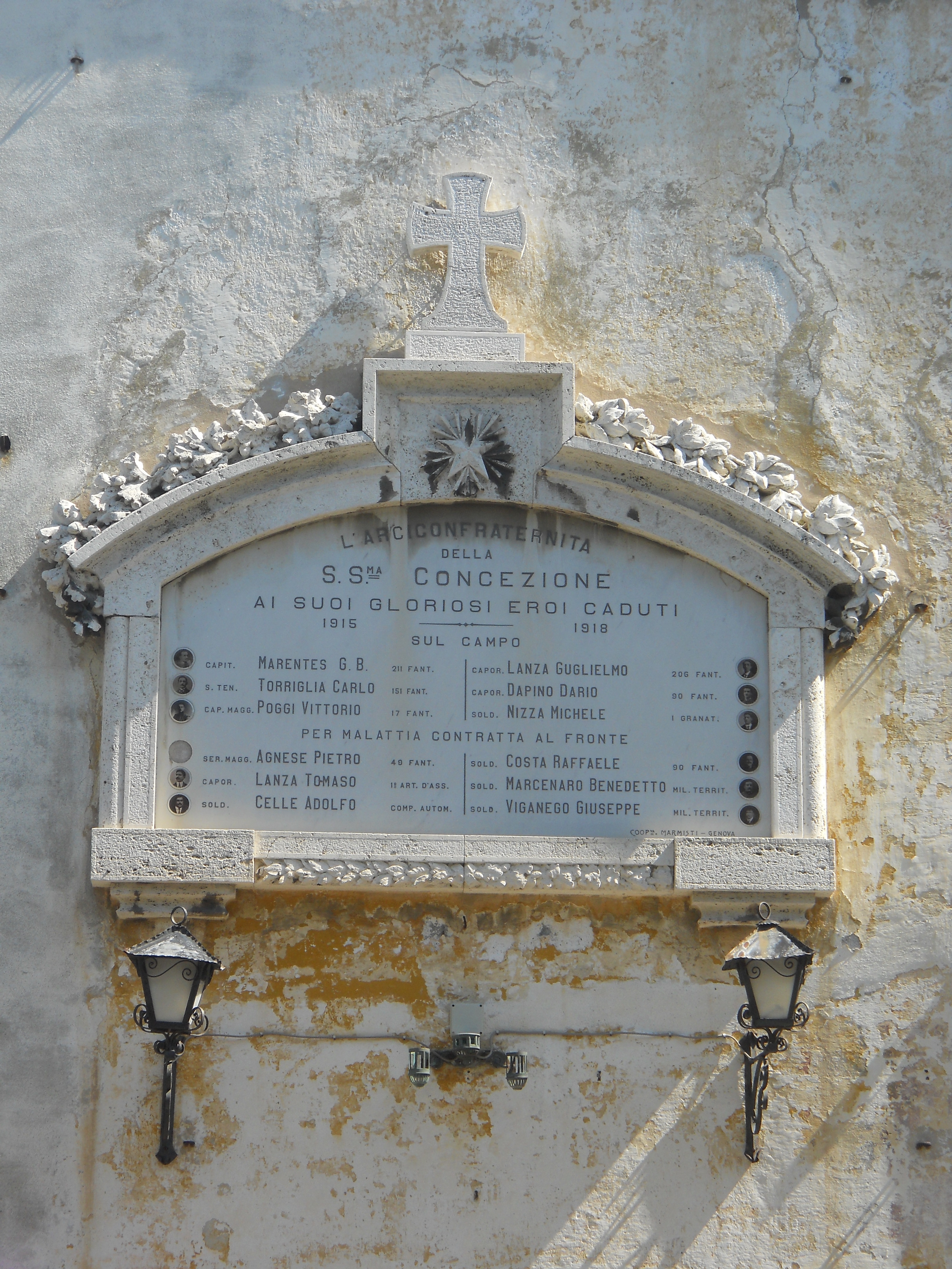 lapide (lapide commemorativa ai caduti) di Cooperativa Marmisti (prima metà XX)