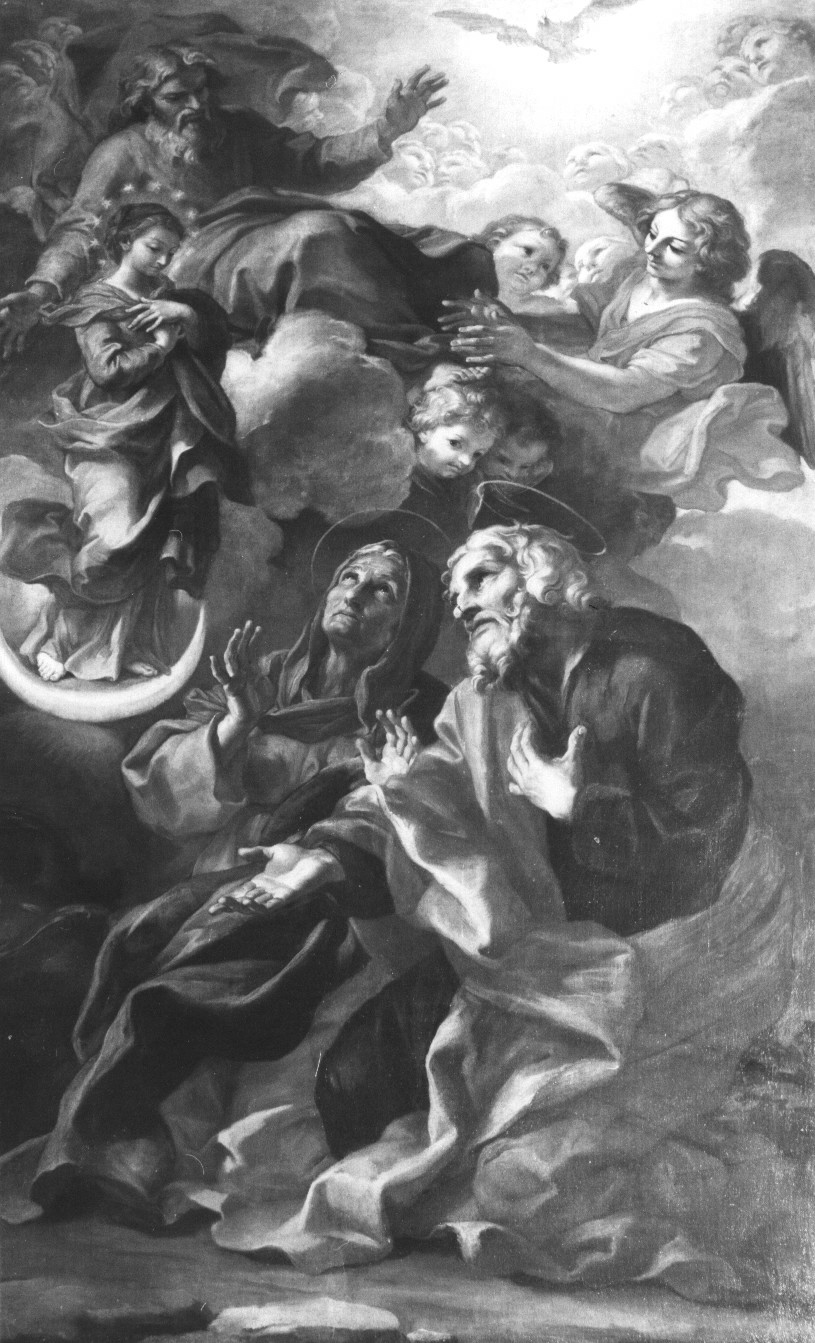 Gioacchino e Anna hanno la visione dell'Immacolata Concezione (dipinto) di Courtois Guillaume detto Borgognone (sec. XVII)