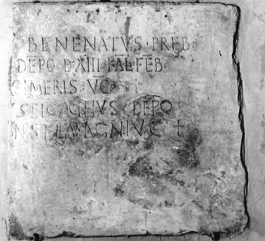 lapide tombale, frammento - bottega romana (sec. V)