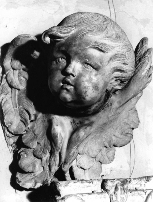 Testa di cherubino (scultura, frammento) - ambito romano (secc. XVII/ XVIII)