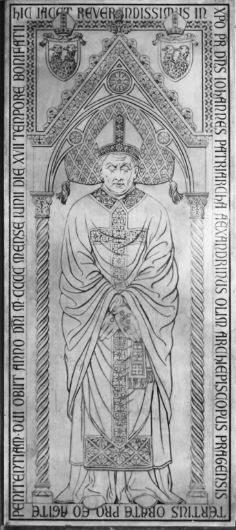 Il vescovo Giovanni defunto giacente (lastra tombale) - bottega romana (sec. XIX)