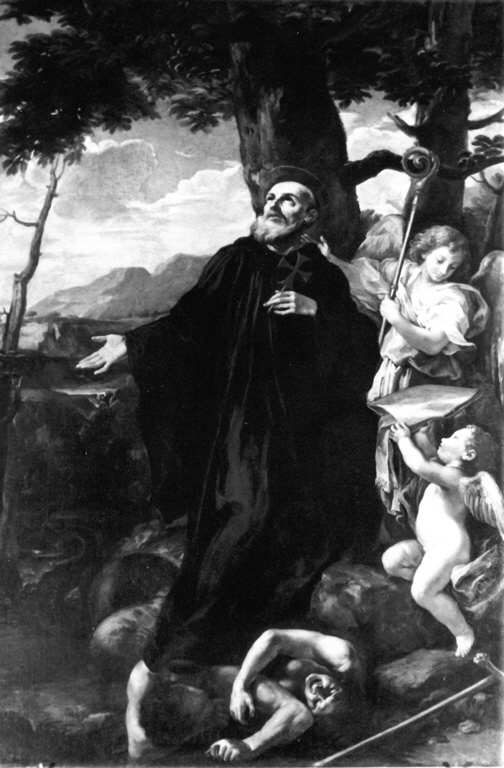 San Giovanni Gualberto calpesta le eresie (dipinto) di Courtois Guillaume detto Borgognone (sec. XVII)
