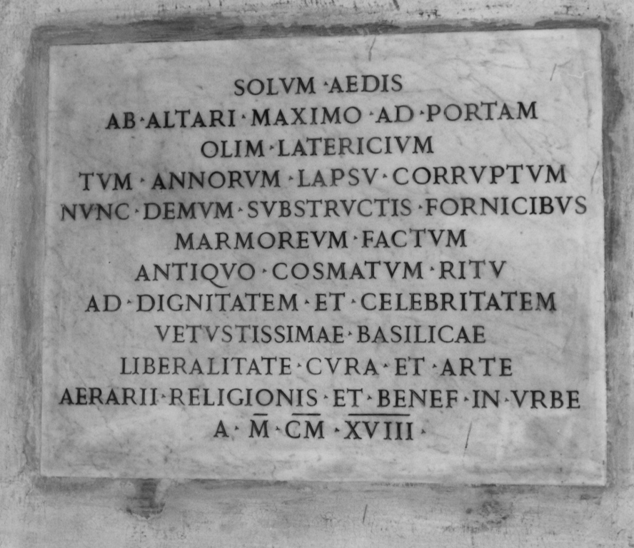 lapide celebrativa - bottega romana (sec. XX)