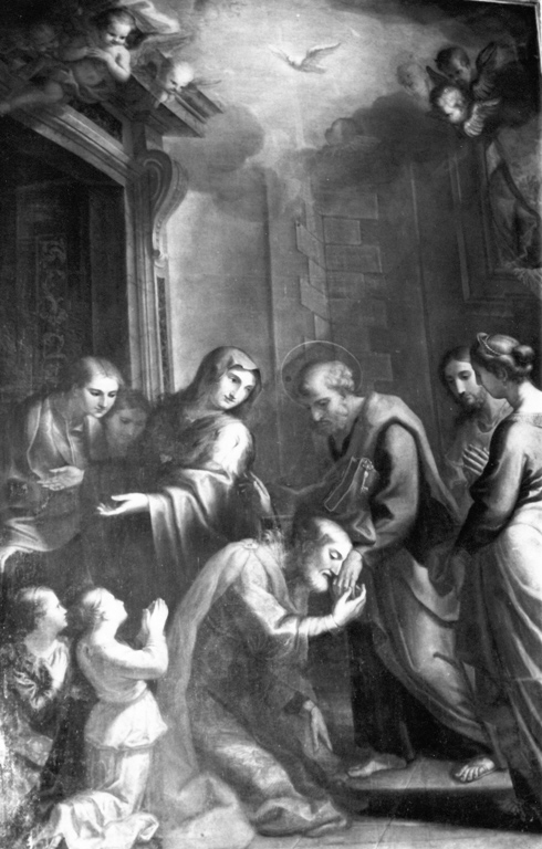 San Pietro e il senatore Pudente (dipinto) di Severoni Giuseppe (attribuito) (sec. XVIII)