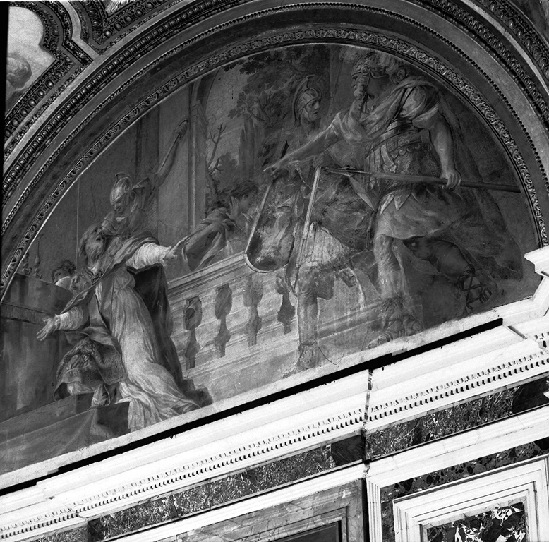 Gelasio II assalito mentre recita la messa in Santa Prassede (dipinto) di Ferri Ciro (sec. XVII)