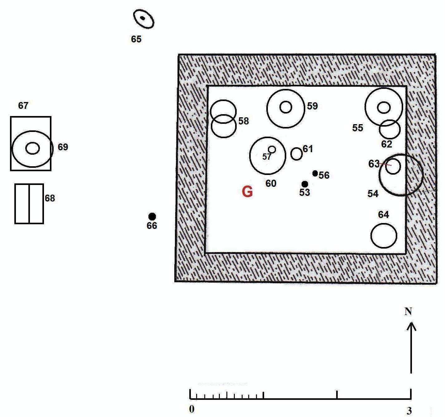 Necropoli di Albintimilium, recinto G, tomba 56 (tomba a incinerazione, area ad uso funerario) - Ventimiglia (IM)  (metà/ metà Età romana imperiale)