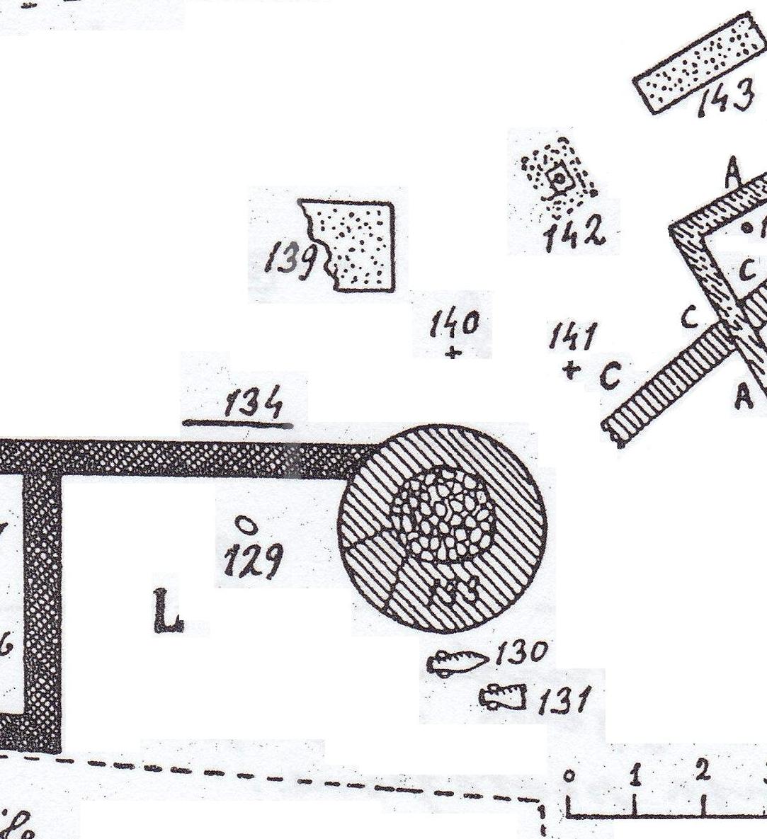 Necropoli di Albintimilium, recinto L, tomba 129 (tomba a incinerazione, area ad uso funerario) - Ventimiglia (IM)  (fine/ inizio Età romana imperiale)